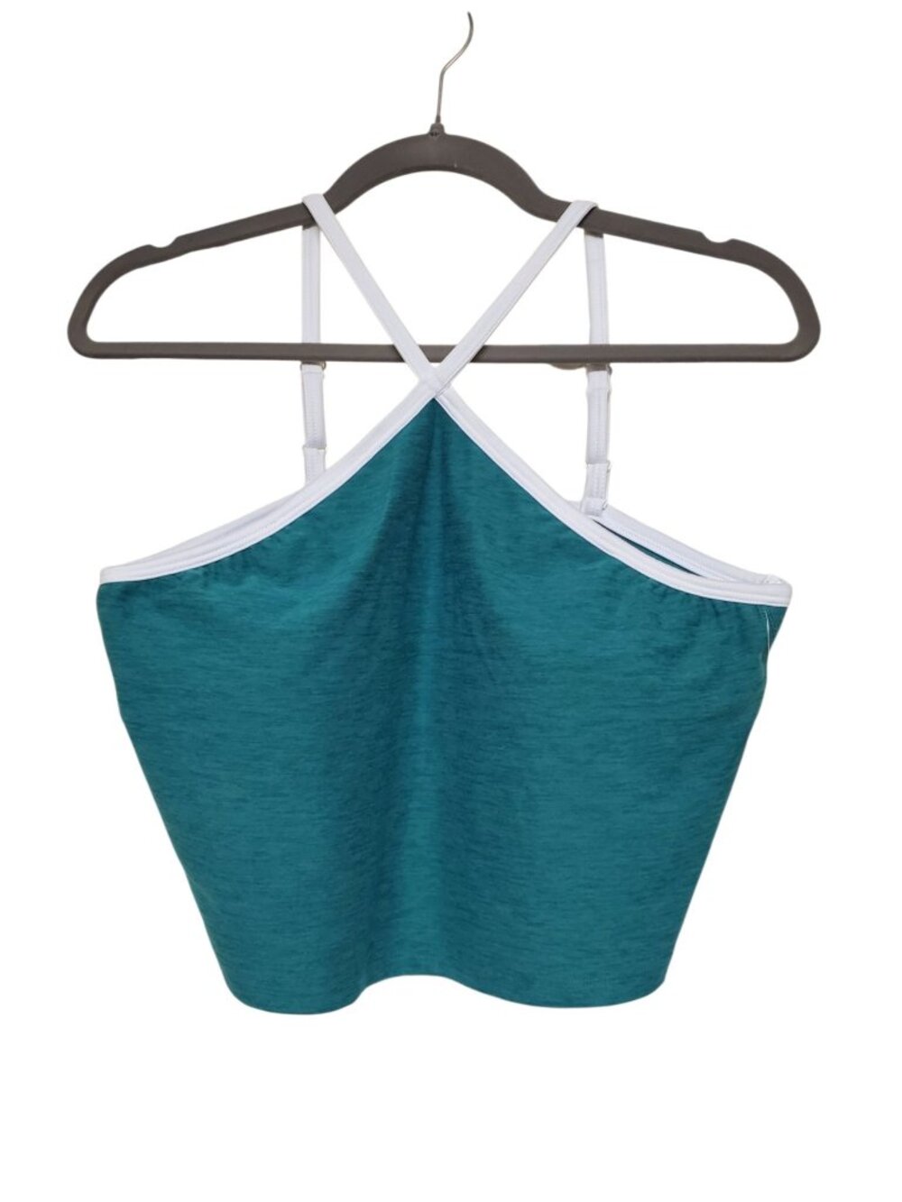 Athletic Works ButterCore Women's Green White Trim X Neck Crop Bra Top NWT XL